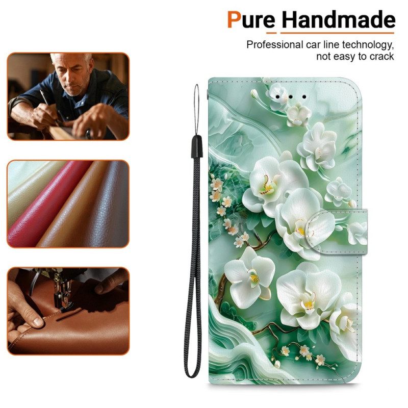 Δερματινη Θηκη Xiaomi Redmi Note 14 4g Λουλούδια Νεφρίτη