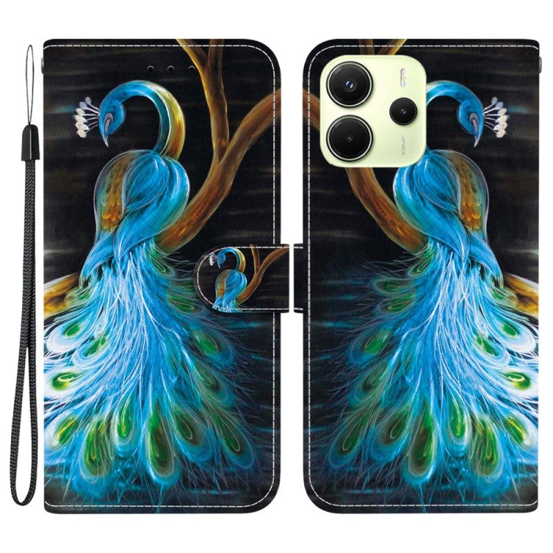 Δερματινη Θηκη Xiaomi Redmi Note 14 4g Μοτίβο Παγωνιού