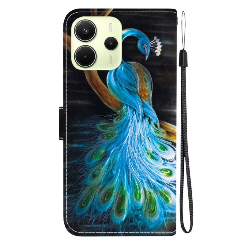 Δερματινη Θηκη Xiaomi Redmi Note 14 4g Μοτίβο Παγωνιού