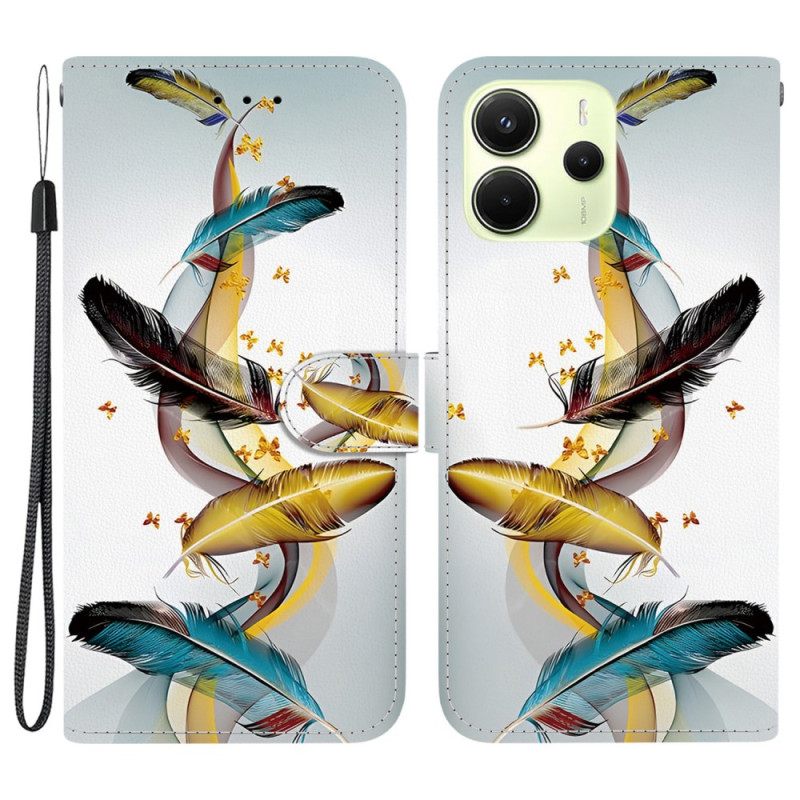 Δερματινη Θηκη Xiaomi Redmi Note 14 4g Πολύχρωμα Φτερά