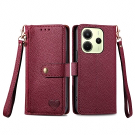 Δερματινη Θηκη Xiaomi Redmi Note 14 4g Πορτοφόλι Με Σχέδιο Καρδιάς