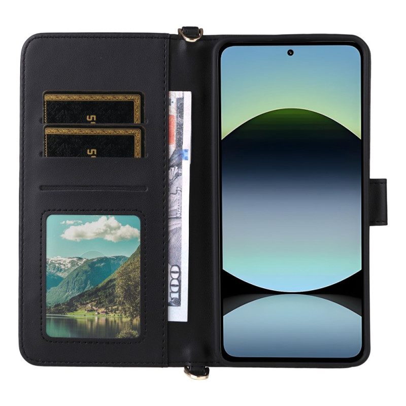 Δερματινη Θηκη Xiaomi Redmi Note 14 4g Πορτοφόλι Premium Με Λουρί Και Λουρί Ώμου