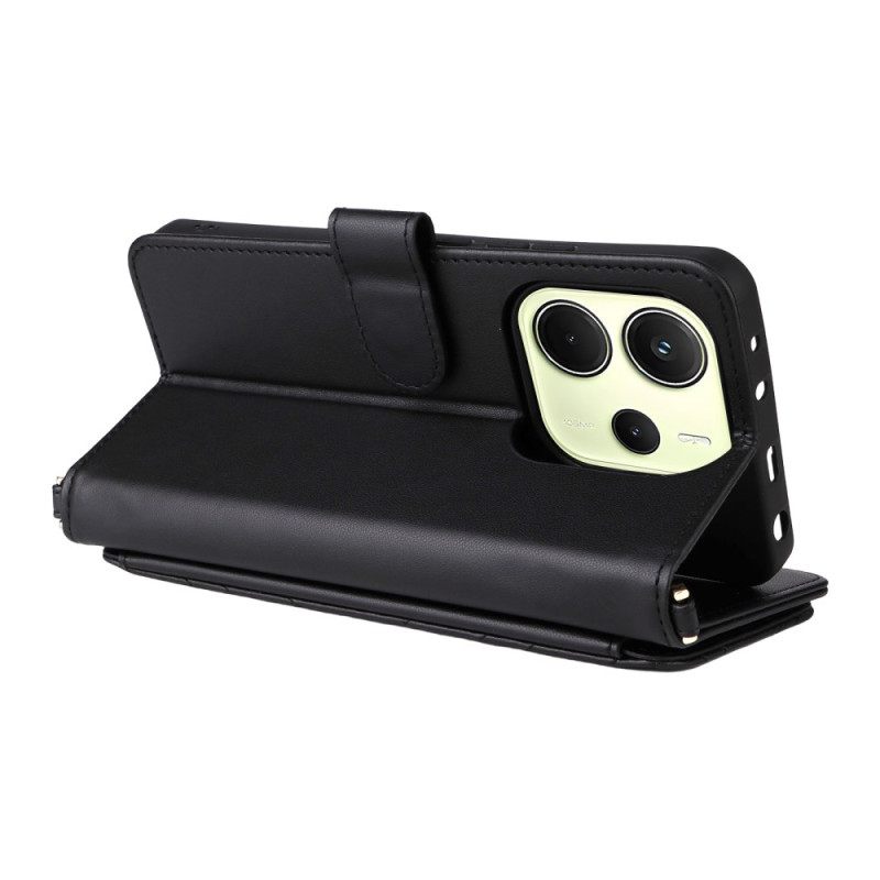 Δερματινη Θηκη Xiaomi Redmi Note 14 4g Πορτοφόλι Premium Με Λουρί Και Λουρί Ώμου