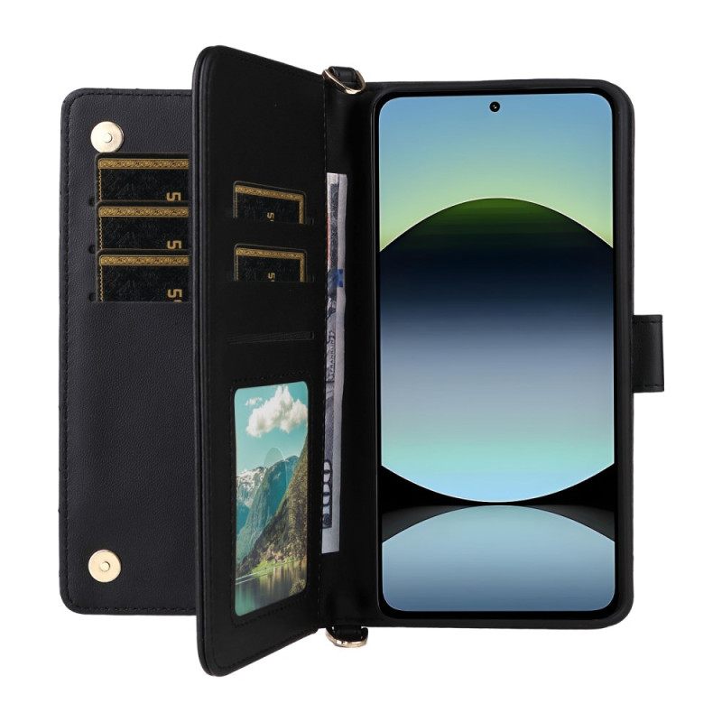 Δερματινη Θηκη Xiaomi Redmi Note 14 4g Πορτοφόλι Premium Με Λουρί Και Λουρί Ώμου