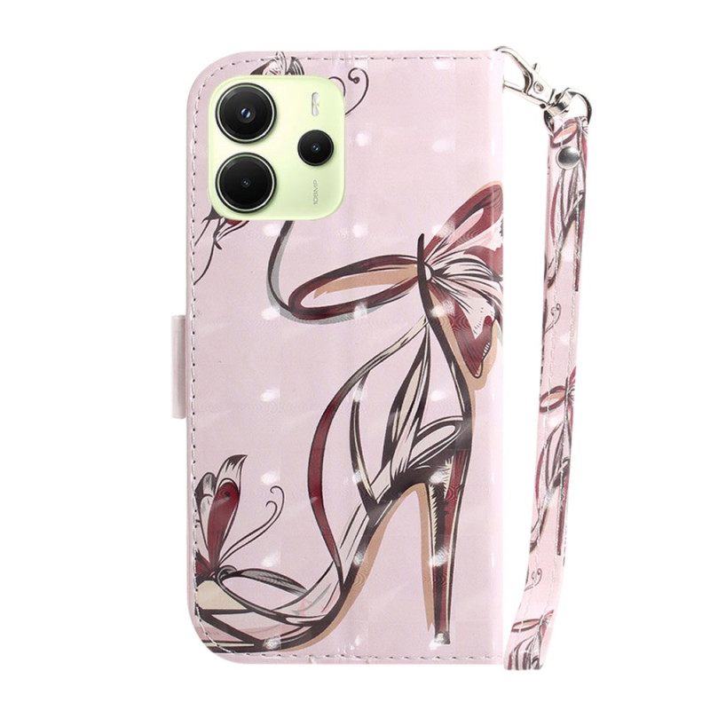 Δερματινη Θηκη Xiaomi Redmi Note 14 4g Ψηλοτάκουνα Με Λουράκι