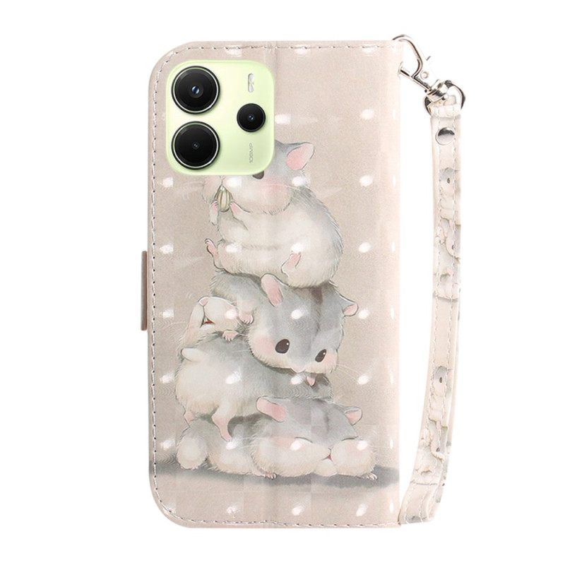 Δερματινη Θηκη Xiaomi Redmi Note 14 4g Χάμστερ Με Λουράκι