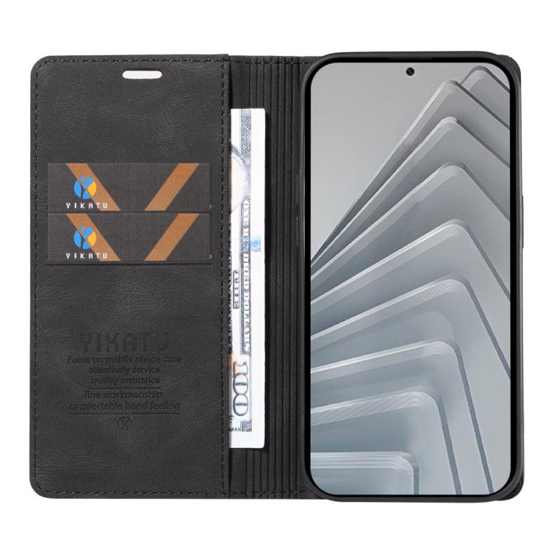 Δερματινη Θηκη Xiaomi Redmi Note 14 4g Ykatu Καφέ Σουέτ Εφέ Σιλικόνης