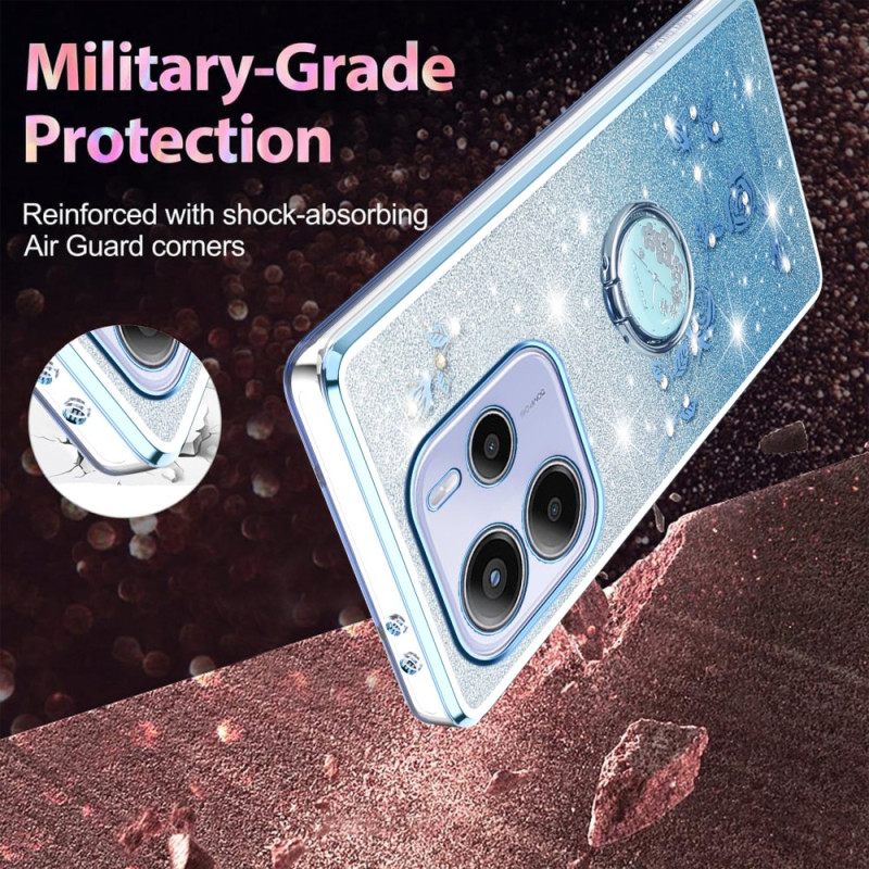 Κάλυμμα Xiaomi Redmi Note 14 4g Βάση Για Δαχτυλίδια Με Στρας Και Λουλούδι