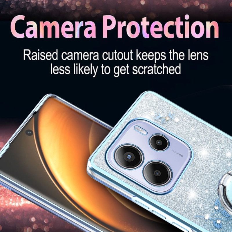 Κάλυμμα Xiaomi Redmi Note 14 4g Βάση Για Δαχτυλίδια Με Στρας Και Λουλούδι