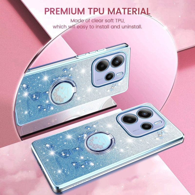 Κάλυμμα Xiaomi Redmi Note 14 4g Βάση Για Δαχτυλίδια Με Στρας Και Λουλούδι