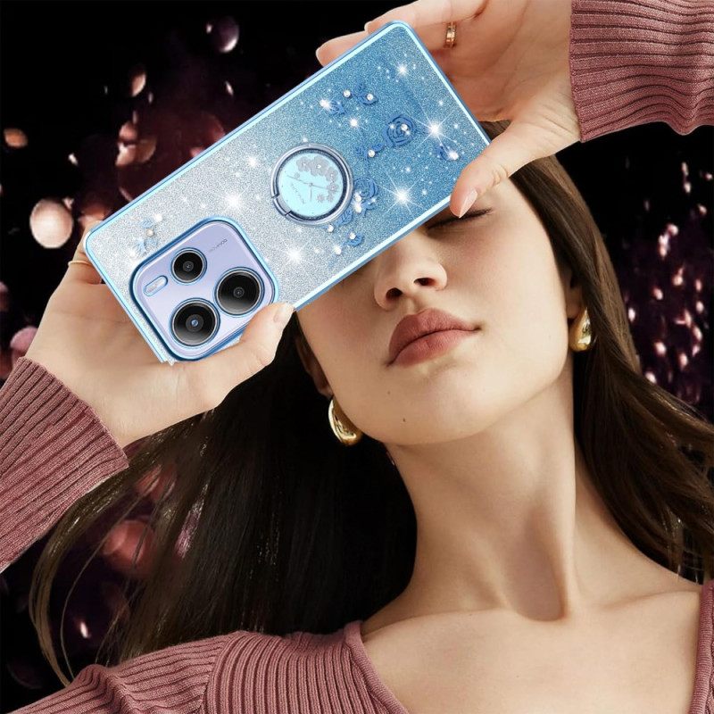 Κάλυμμα Xiaomi Redmi Note 14 4g Βάση Για Δαχτυλίδια Με Στρας Και Λουλούδι