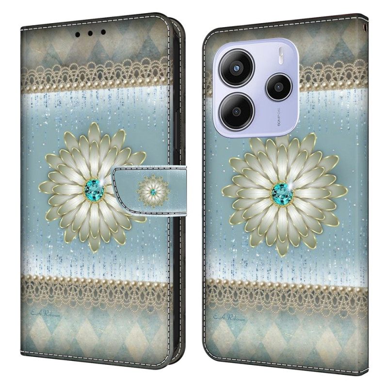 Θηκη Κινητου Xiaomi Redmi Note 14 4g Λουλούδι Και Μπλε Διαμάντι