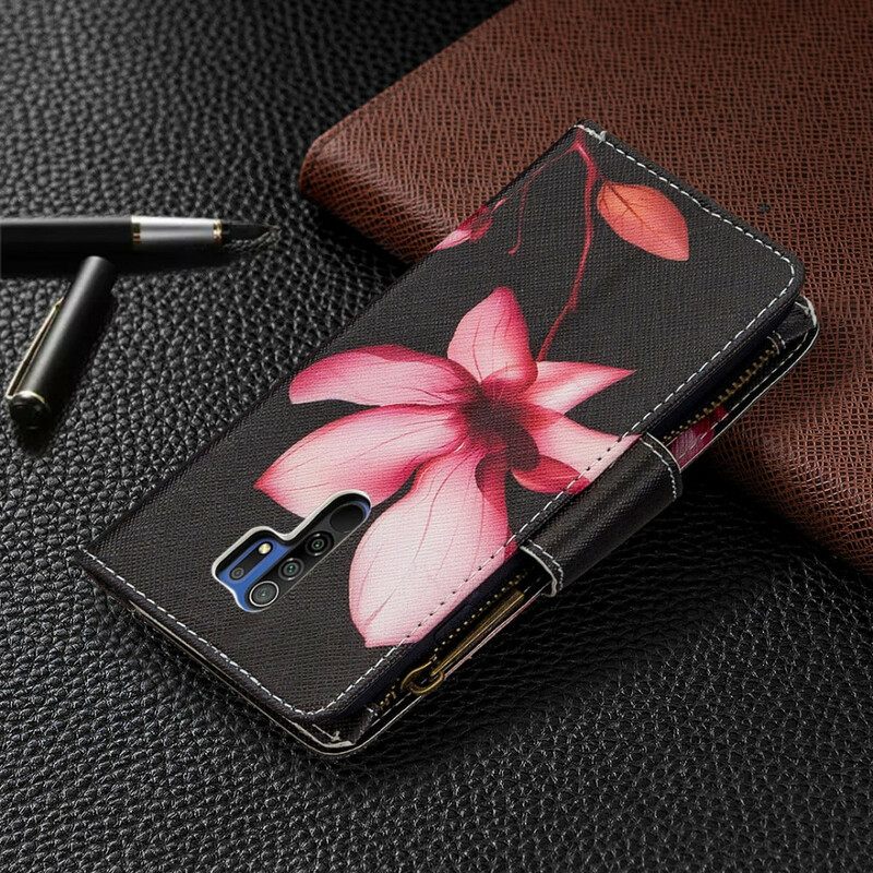 Κάλυμμα Xiaomi Redmi 9 Τσέπη Με Φερμουάρ Λουλουδιών