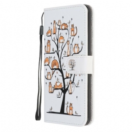 δερματινη θηκη iPhone 12 Mini με κορδονι Funky Cats Με Λουράκι