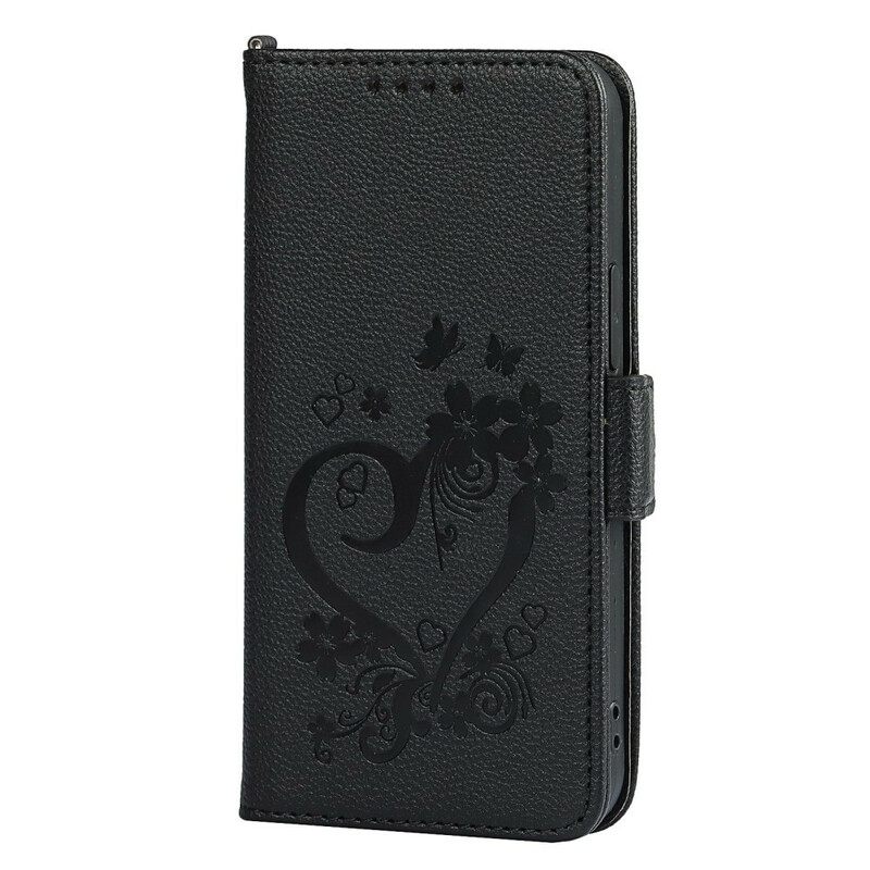 δερματινη θηκη iPhone 12 Mini με κορδονι Strappy Heart