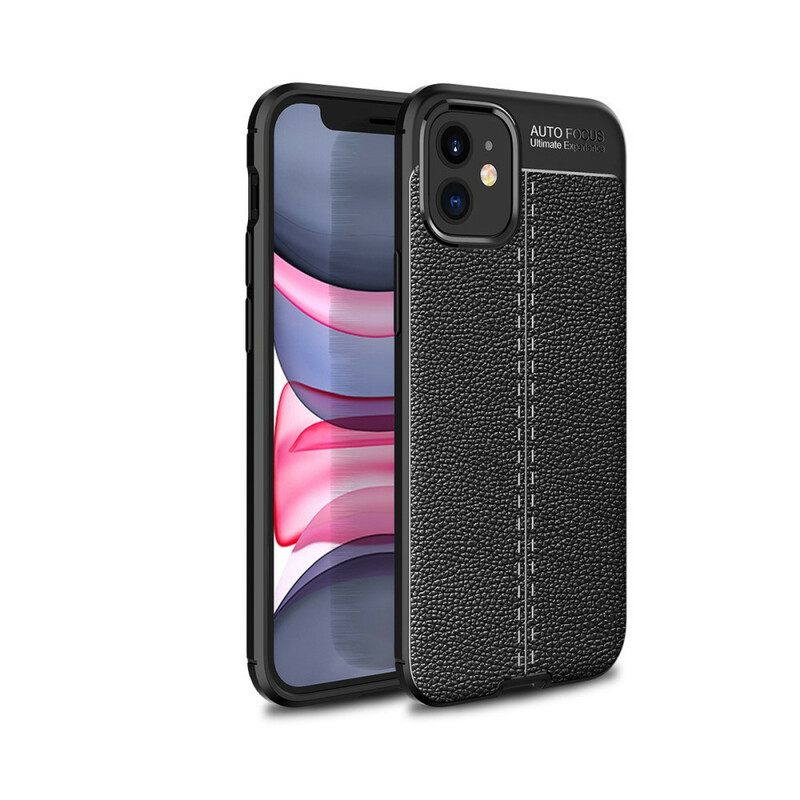 Θήκη iPhone 12 Mini Δερμάτινο Εφέ Litchi Διπλής Γραμμής