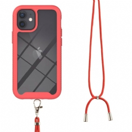 Θήκη iPhone 12 Mini Υβρίδιο Με Κορδόνι Και Έγχρωμο Περίγραμμα