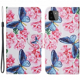 Κάλυμμα Samsung Galaxy A22 5G Κορδόνι Λουλουδιών Πεταλούδων