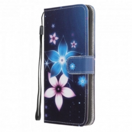 Κάλυμμα Samsung Galaxy A22 5G με κορδονι Λουλούδια Lunar Strap