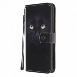 Κάλυμμα Samsung Galaxy A22 5G με κορδονι Μαύρα Γατίσια Μάτια Με Λουράκι