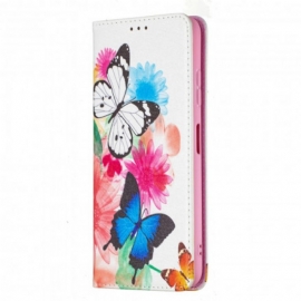 θηκη κινητου Samsung Galaxy A22 5G Θήκη Flip Χρωματιστές Πεταλούδες