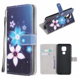 Κάλυμμα Moto G9 Play με κορδονι Lunar Strap Flowers