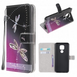 Κάλυμμα Moto G9 Play με κορδονι Strappy Dragonflies