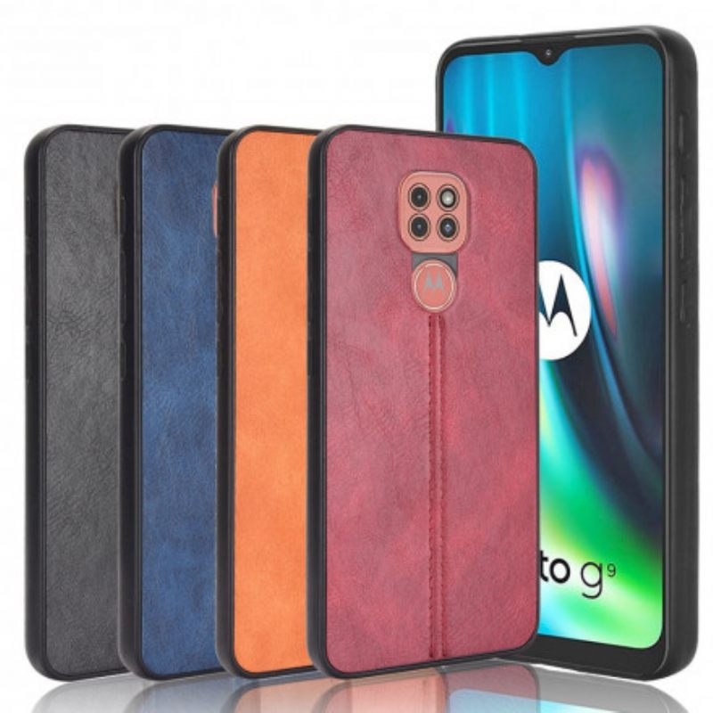 Θήκη Moto G9 Play Εφέ Δέρματος Ραφής