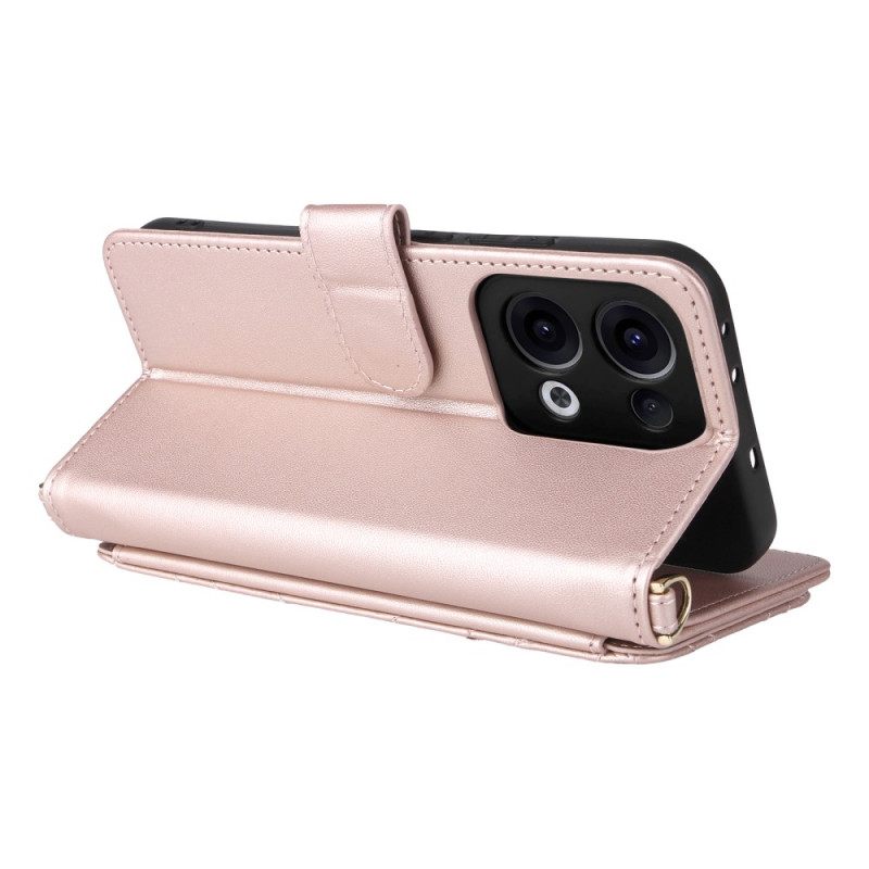 Δερματινη Θηκη Oppo Reno 13 5g Ρετρό Σχεδιασμός Με Λουρί Και Λουράκι Ώμου Σιλικόνης