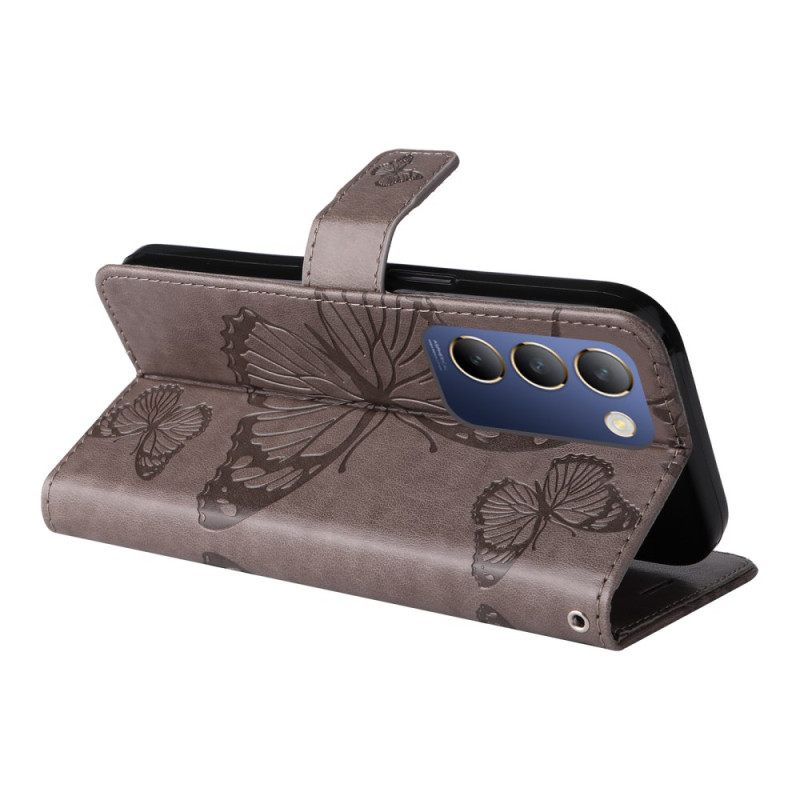 Δερματινη Θηκη Vivo V40 Se 5g Γιγάντιες Πεταλούδες Σιλικόνης