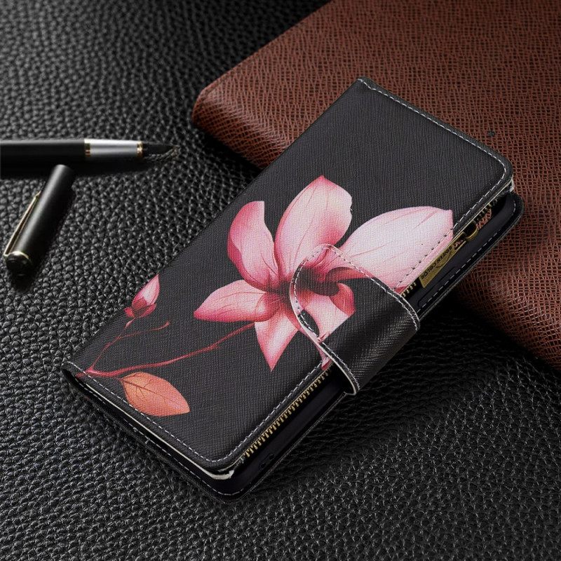 Κάλυμμα Xiaomi Mi 11 Lite 5G NE / Mi 11 Lite 4G / 5G Τσέπη Με Φερμουάρ Ροζ Λουλούδι