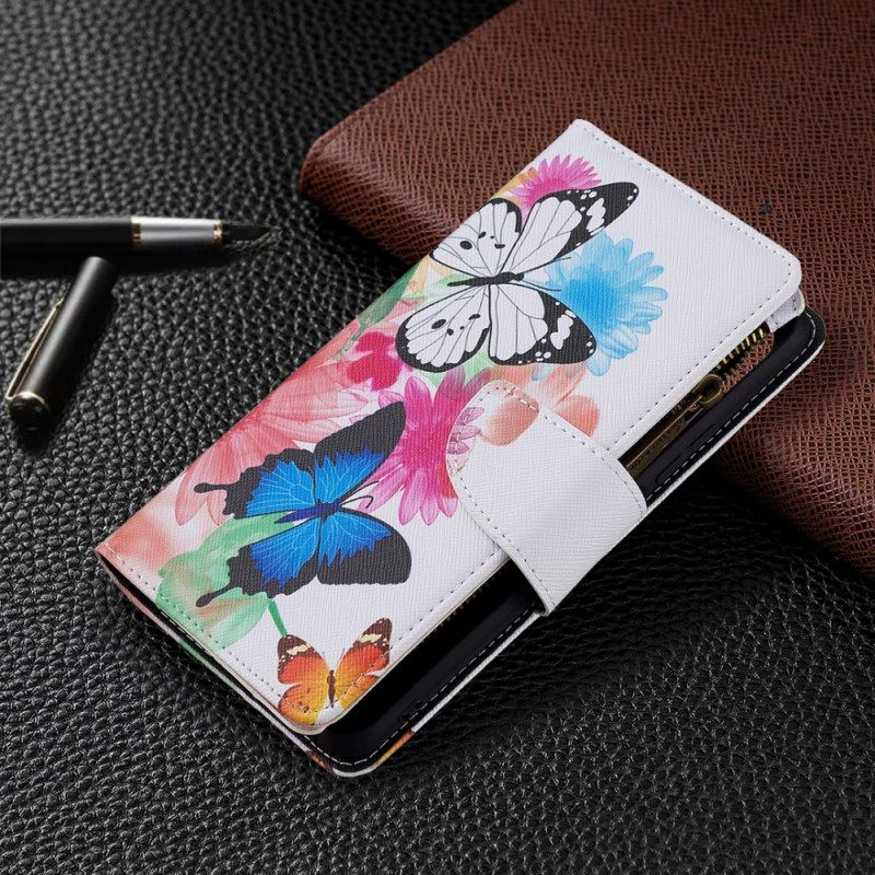 Κάλυμμα Xiaomi Mi 11 Lite 5G NE / Mi 11 Lite 4G / 5G Τσέπη Με Πεταλούδες Με Φερμουάρ