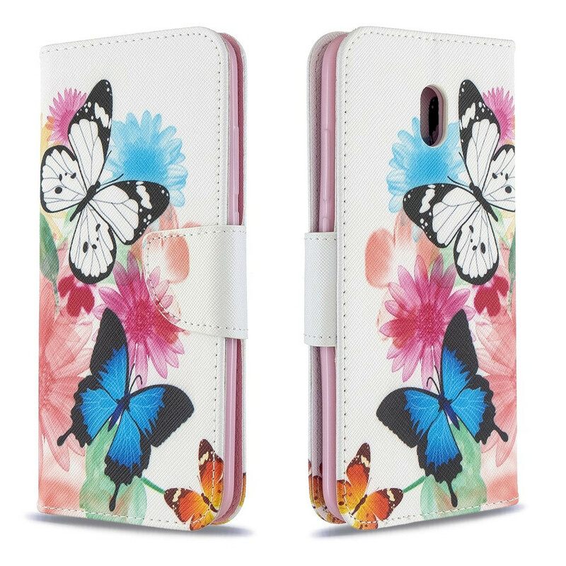 Κάλυμμα Xiaomi Redmi 8A Ζωγραφισμένες Πεταλούδες Και Λουλούδια