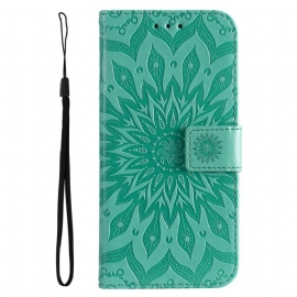 Δερματινη Θηκη Google Pixel 9 Pro Xl Solar Mandala Με Λουράκι Σιλικόνης