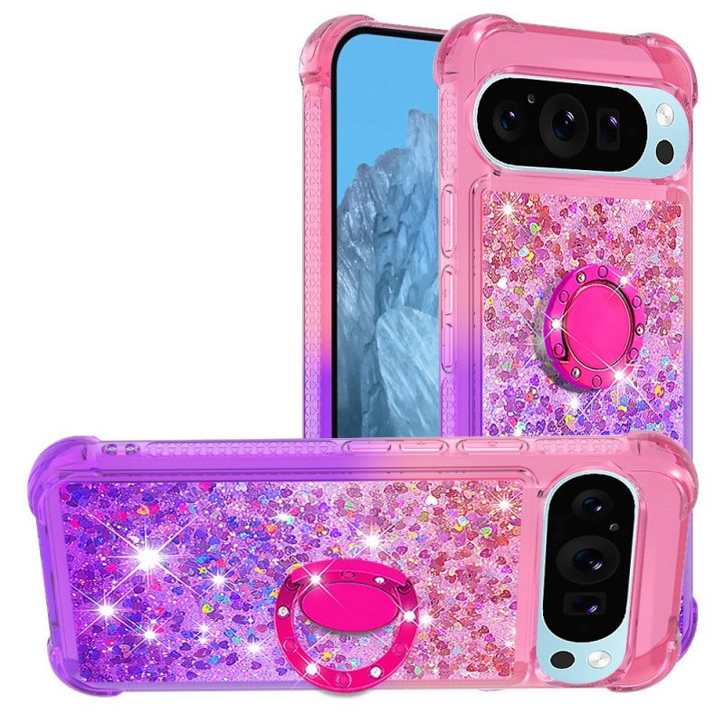 Κάλυμμα Google Pixel 9 Pro Xl Δαχτυλίδι Στήριξης Γκλίτερ Ντεγκραντέ Σιλικόνης