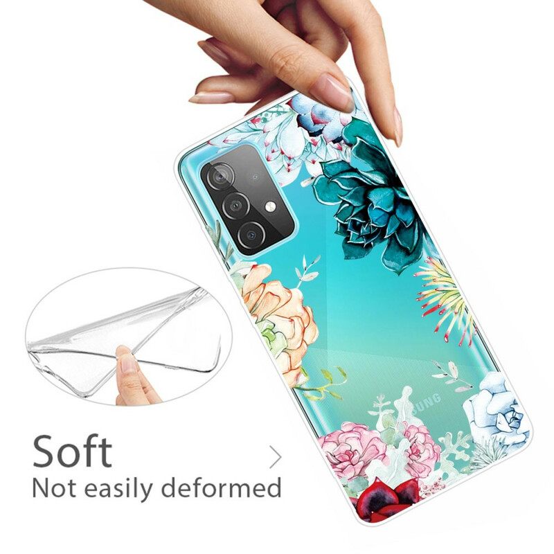 θηκη κινητου Samsung Galaxy A72 4G / 5G Άνευ Ραφής Λουλούδια Ακουαρέλας