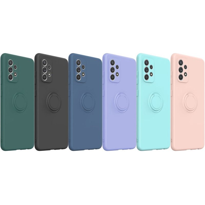 Θήκη Samsung Galaxy A72 4G / 5G Δαχτυλίδι Και Κορδόνι Υγρής Σιλικόνης