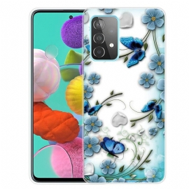 Θήκη Samsung Galaxy A72 4G / 5G Ρετρό Πεταλούδες Και Λουλούδια