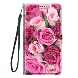 Κάλυμμα Samsung Galaxy M53 5G Τριαντάφυλλα Με Λουράκι
