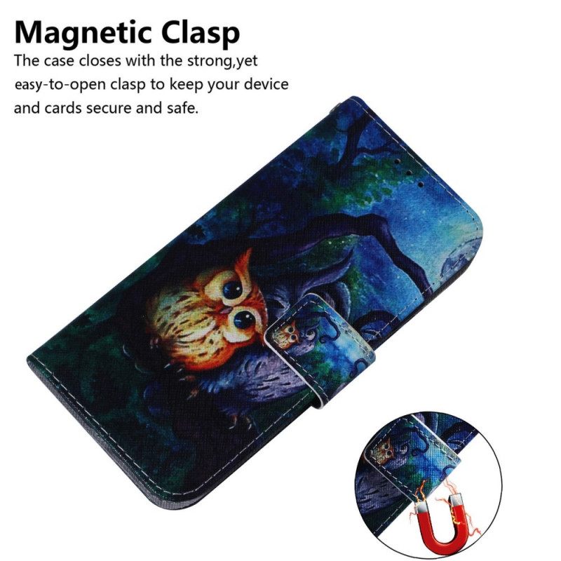 Θήκη Flip Samsung Galaxy M53 5G Ζωγραφίζοντας Κουκουβάγιες