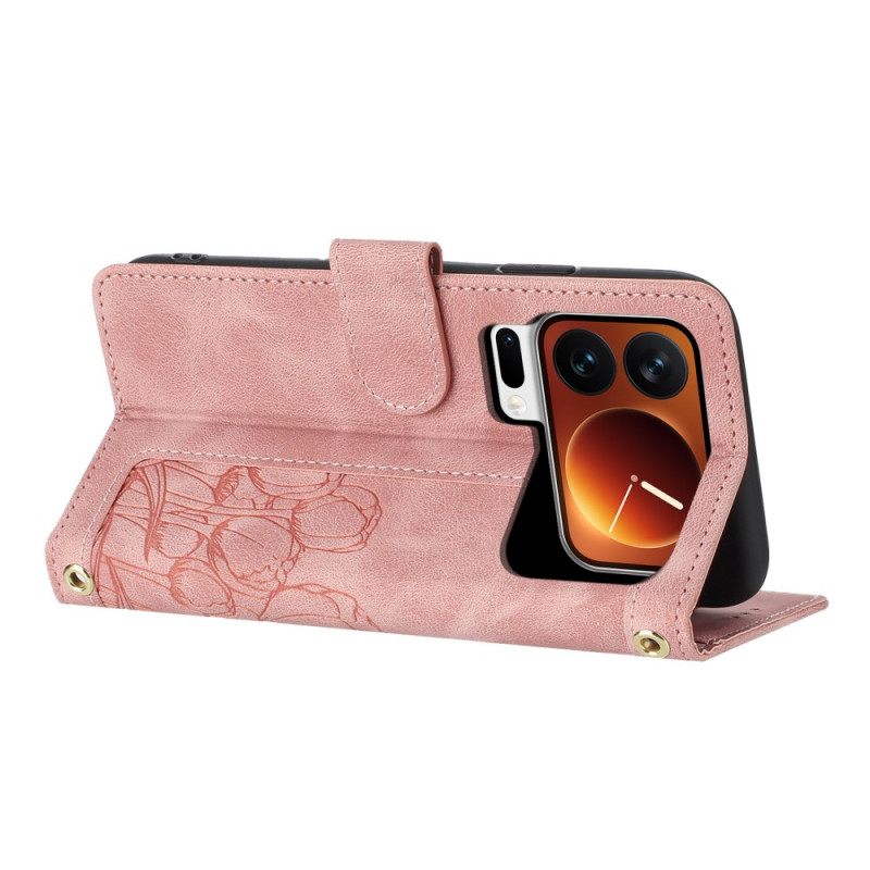 Δερματινη Θηκη Xiaomi 17 Pro Max 5 Υποδοχές Καρτών Και Κορδόνι Σιλικόνης