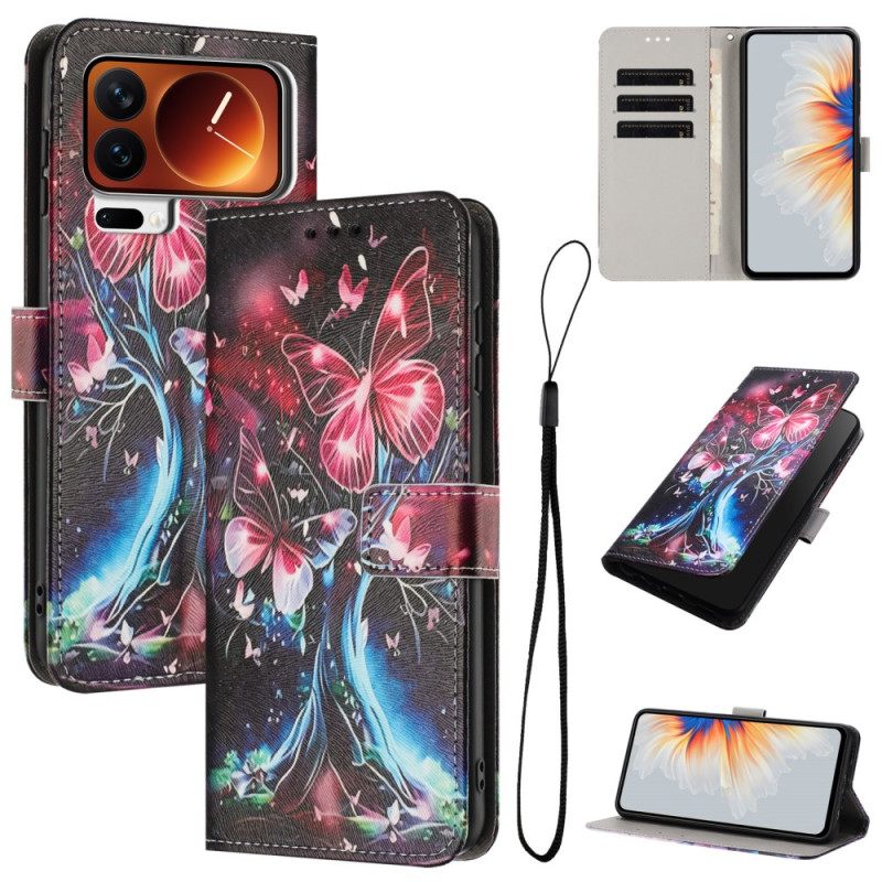 Δερματινη Θηκη Xiaomi 17 Pro Max Δέντρο Με Πεταλούδες Σιλικόνης