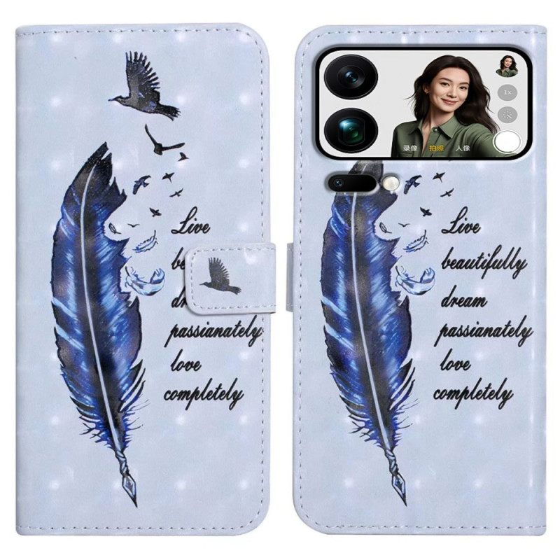 Δερματινη Θηκη Xiaomi 17 Pro Max Μπλε Φτερό