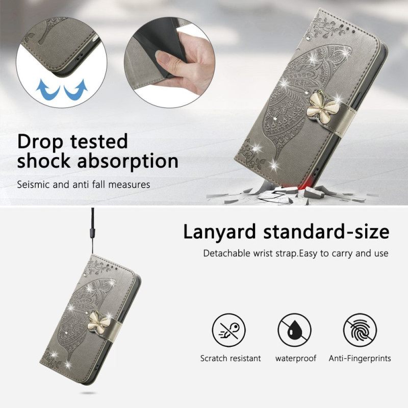 Δερματινη Θηκη Xiaomi 17 Pro Max Πεταλούδα Και Στρας