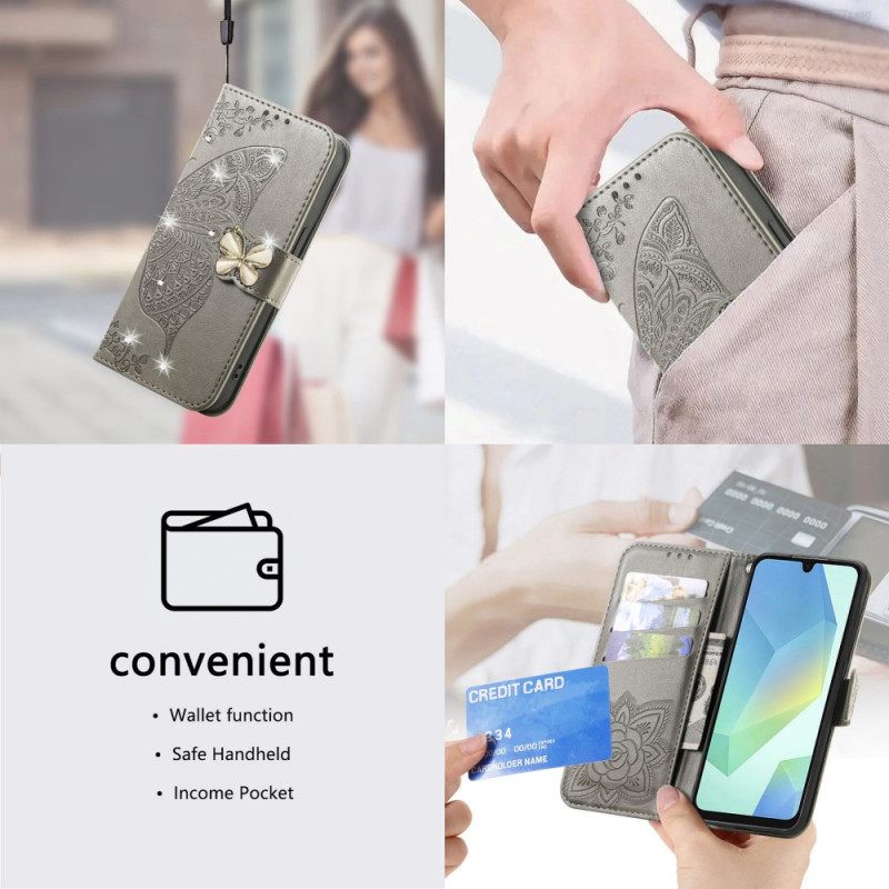 Δερματινη Θηκη Xiaomi 17 Pro Max Πεταλούδα Και Στρας