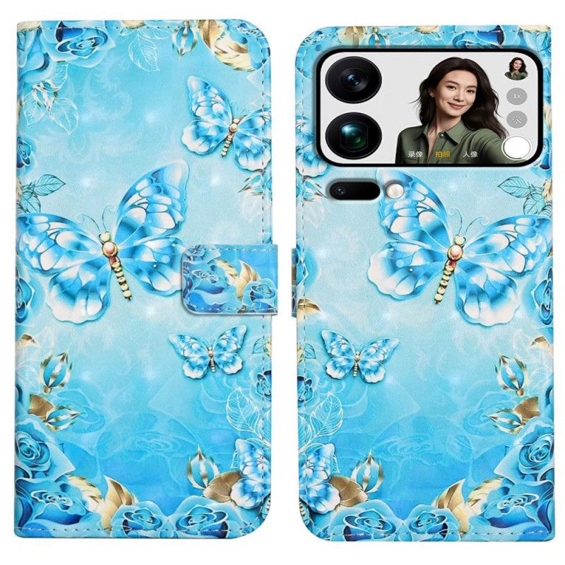 Δερματινη Θηκη Xiaomi 17 Pro Max Πεταλούδες Και Διαμάντια