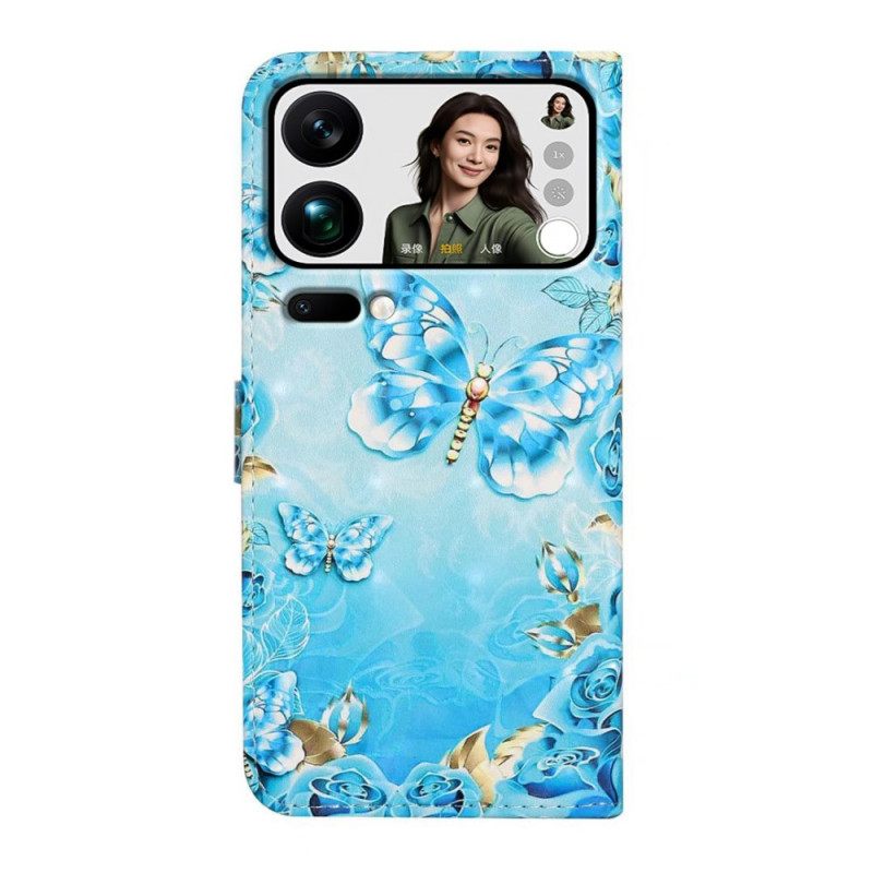 Δερματινη Θηκη Xiaomi 17 Pro Max Πεταλούδες Και Διαμάντια