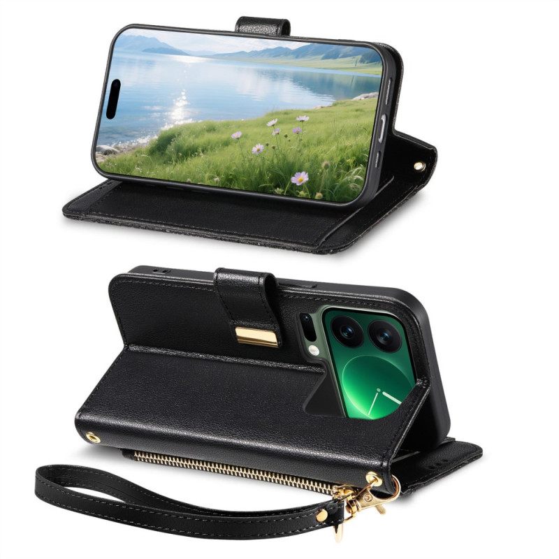 Δερματινη Θηκη Xiaomi 17 Pro Max Πορτοφόλι Με Λουλουδάτο Σχέδιο Σιλικόνης