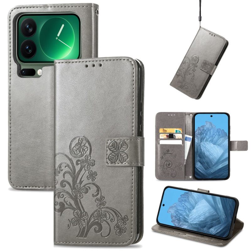 Δερματινη Θηκη Xiaomi 17 Pro Max Τετράφυλλα Τριφύλλια Σιλικόνης