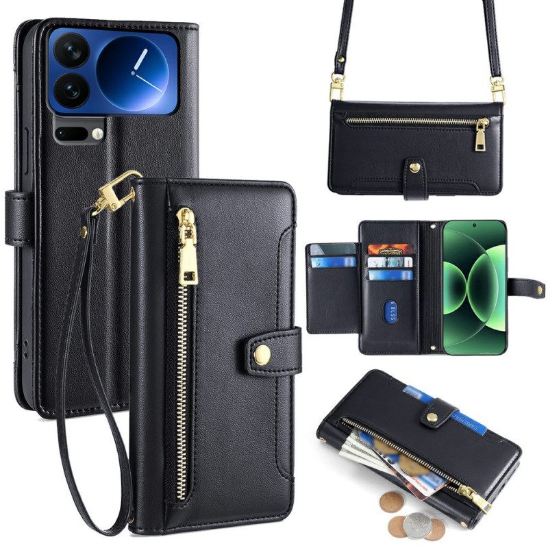 Δερματινη Θηκη Xiaomi 17 Pro Max Θήκη Με Φερμουάρ Και 2 Ιμάντες Ώμου